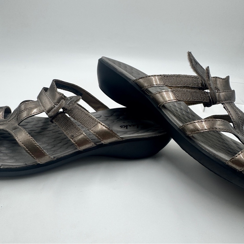 Clarks Bronze Strappy Slide Sandals - Picture 11 of 14